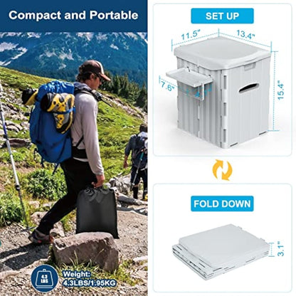 WADEO Extra-Large Camping Foldable Toilet, Heavy-Duty Portable Potty for Adults with Bigger Comfortable Seat & Sturdy Support, Travel WC for Heavy People, Big Guy, Elderly