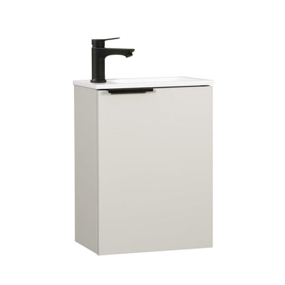 Kometmöbel Cloakroom Vanity Unit With Wash Basin Bathroom Vanity 40cm Wall Hung (Cashmere with Handle 40cm, Without Tap)