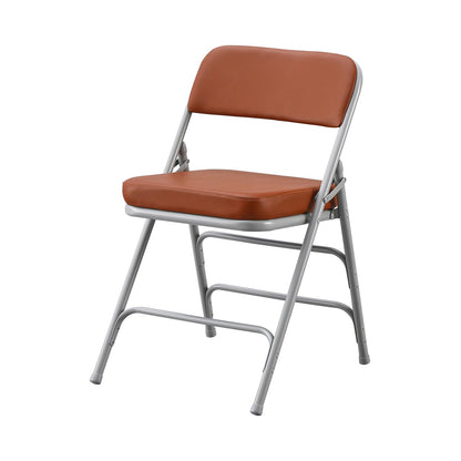 BOOSDEN Brown Padded Folding Chair, Foldable Chair with Thick PU Cushion