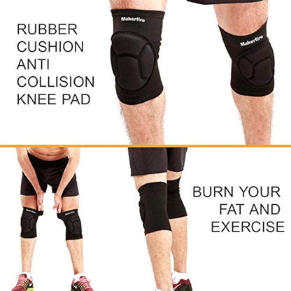 Makerfire Protective Knee Pads Knee Protector Thick Sponge Anti-Slip Collision Avoidance Knee Sleeve-1 Pair(L)