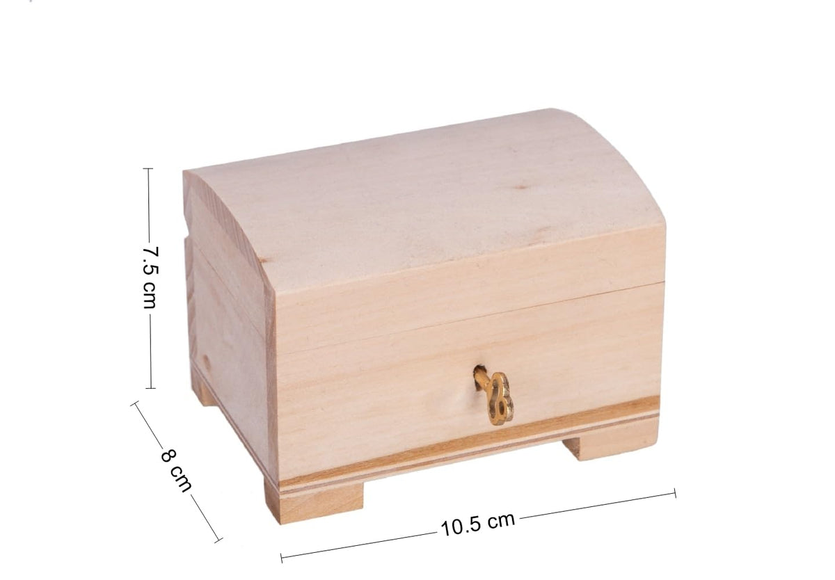 Wooden World - Wooden box with key ecological chest casket for decoupage raw wood 10,5 x 8 x 7,5 cm