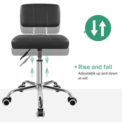 FURWOO Minimalist Square Office Chair with Backrest 360-Degree Swivel Stool with Wheels Height Adjustable Chair Suitable for Home Work Shop Task Spa