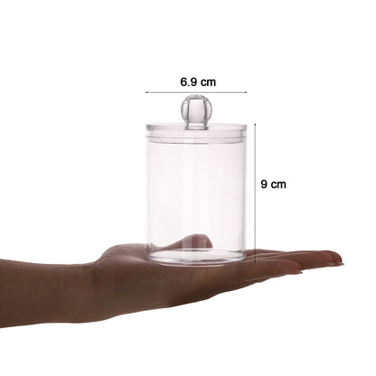 Tbestmax 3 Pack Small Cotton Swab Ball Pad Holder, 10 Oz Qtip Apothecary Jar Clear Makeup Organizer, Bathroom Containers Dispenser