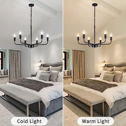 MRHYSWD Black Chandeliers Ceiling Lights Living Room, 6 Lights Pendant Light Fitting Industrial Ceiling Lighting for Kitchen Dining Room Bedroom Hall, Height Adjustment, E14 Bulbs (Exclude)