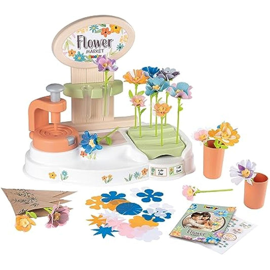 SMOBY FLOWER MARKET – Table top flower market with accessories to make beautiful flowers - educational interactive gift for children from ages 3 4 5 6 7 years old