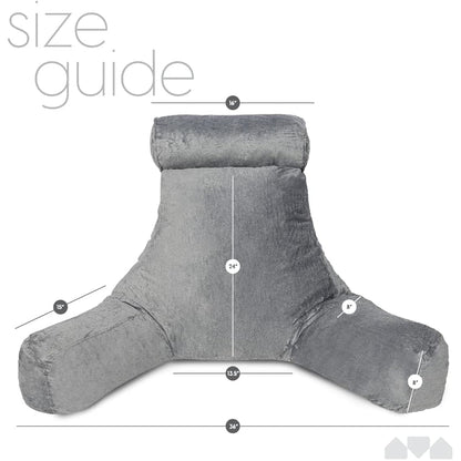 Milliard Reading Pillow XL and Detachable Neck Roll with Shredded Memory Foam, Great as Backrest for Books or Gaming - 60cm x 40cm (Sit up Pillow)