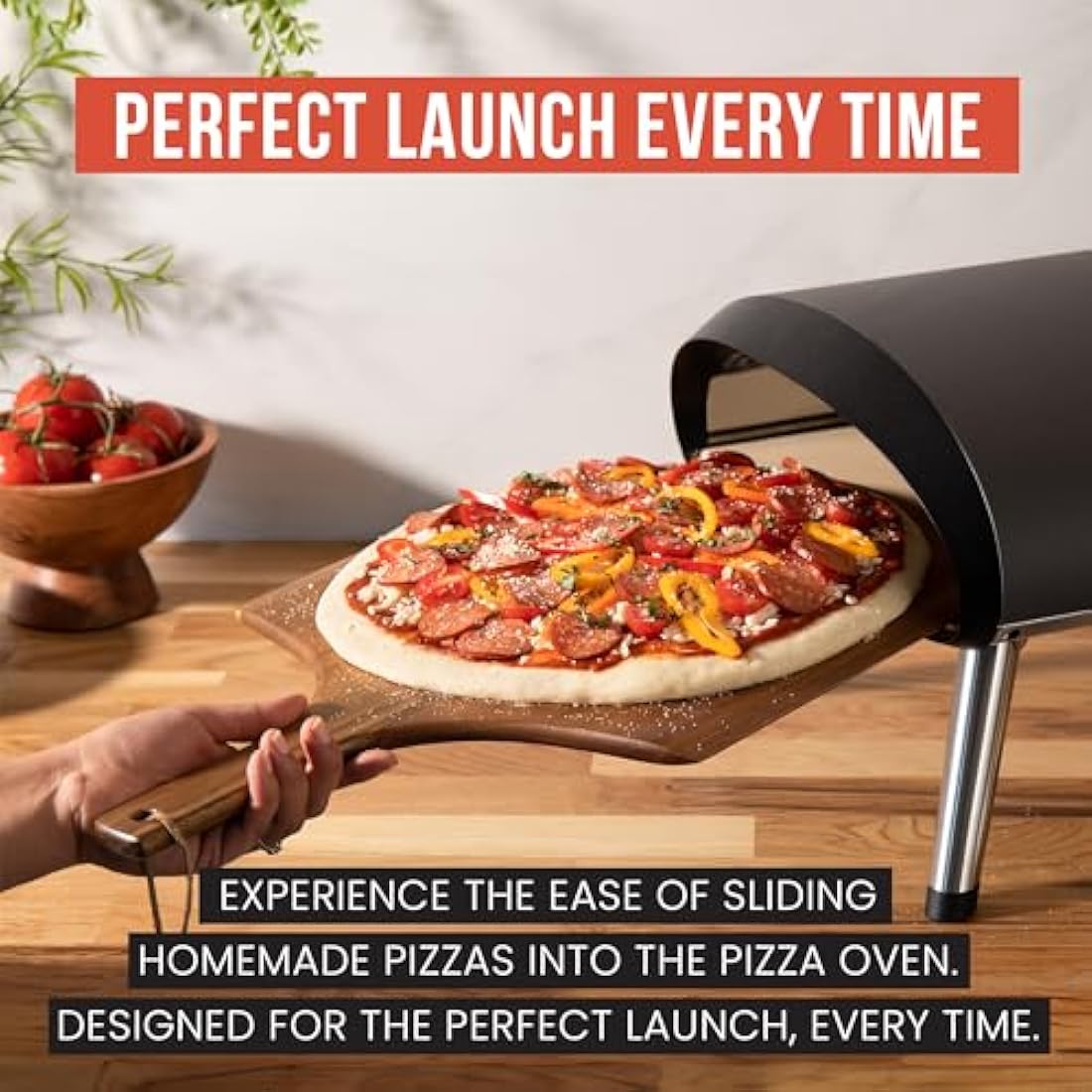 Chef Pomodoro Pizza Peel & Board, 14-inch (35.5 cm), Lightweight Acacia Wood, Baking Pizza & Bread, Oven Accessory