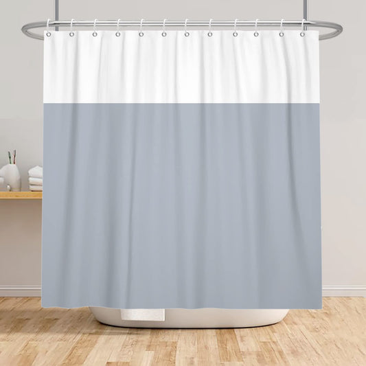 SDOTPMT 41x63inch Grey White Bicolor Shower Curtain Classic Traditional Bath Curtain Minimalist Theme Bathtub Curtain for Bathroom Decor Fabric