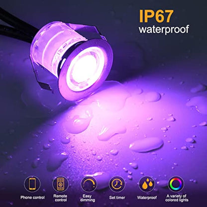 GEYUEYA Home RGB Decking Lights Kit, Ø30MM 12V 0.5W Bluetooth APP Control LED Recessed Deck Lights for Deck Patio Terrace Pathway Decoration - 20 Packs