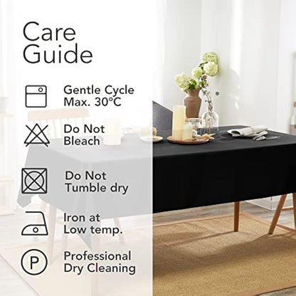 Deconovo - Halloween Decorations - Rectangle Oxford Tablecloth - Wipe Clean Table Cover - Water Resistant - 132 x 229 cm - Black