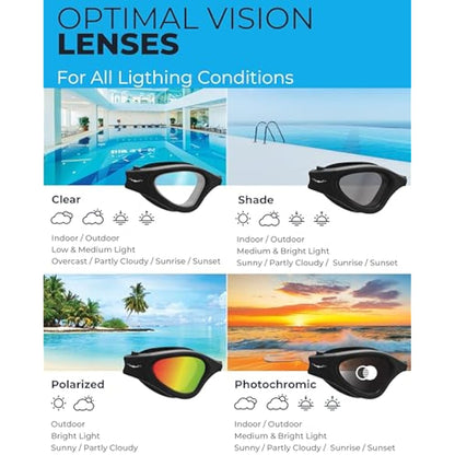 AqtivAqua Swimming Goggles, DX Wide View Swim Goggles for Adult Men Women, Anti Fog No Leaking