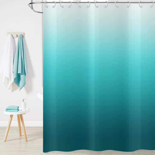 Hnmdmyi Teal Blue Shower Curtain 180x180, Aqua Ocean Abstract Turquoise Ombre Modern Bathroom Curtains with Hooks Waterproof Polyester Fabric Washable