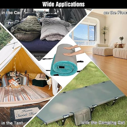 REDCAMP Foldable Memory Foam Camping Mattress, Portable Roll Up Mattress Single with Zipper, Futon Mat Sleeping Pad for Floor Car Tent Indoor Outdoor