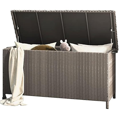 Grand patio Deck Box Outdoor 480L Large Storage Box with Lid Graden Furniture Storage Box Cushion Box with Smooth Wheels Easy to Move Storage Containers for Tools Pool Accessory Pillows -Light Brown
