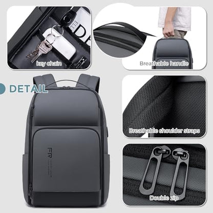 FENRUIEN Expandable Laptop Backpack Business Backpack Men's Laptop Bag 17 Inch for Men and Women Teenagers with Laptop Compartment USB Charging Port Backpack