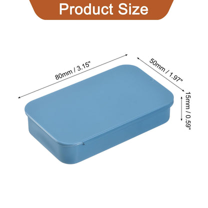 sourcing map 2 Pcs Metal Tin Box Container, 3.1x2x0.6 Inch Slide Top Tin Containers Empty Rectangular Storage Box Portable Mini Tin Case for Candy