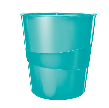 Leitz 15 Litre Waste Bin, Plastic, Wow Range, Metallic Ice Blue