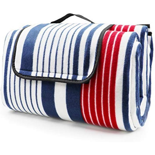 LIVEHITOP Fleece Picnic Blanket Waterproof Backing 200x200 cm - Portable Compact Thickening Extra Large Mat Rug for Camping BBQ Outdoor Indoor