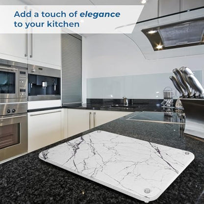 Spaceneat Diatomite Stone Drying Mat for Kitchen Counter - Rapid Moisture Removal - 40 x 30 cm Large Dish Drying Stone for Kitchen Sink - Diatomaceous Earth Quick Dry Dish Mat - White Marble