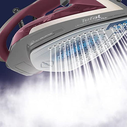 Tefal Ultraglide Steam Iron, 210 g/min Steam Boost, 50 g/min Continuous Steam, 250 ml Water Tank, 2800W Power, Non-Stick Durilium Soleplate, Auto Off, Anti-drip, Anti-Scale, Grey & Purple, FV5872
