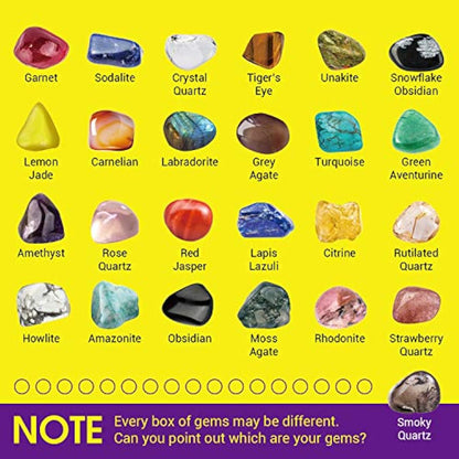 Rock Mineral Gem Collection For Kids 25 Gemstones Included Educational Identification Sheet Rose Quartz Gemstones Jasper Stones