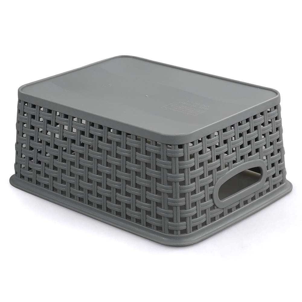 Teyyvn Set of 6 Plastic Storage Baskets, Cupboard Baskets, Gray