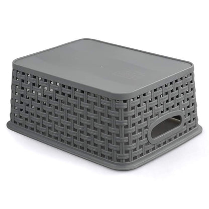 Teyyvn Set of 6 Plastic Storage Baskets, Cupboard Baskets, Gray