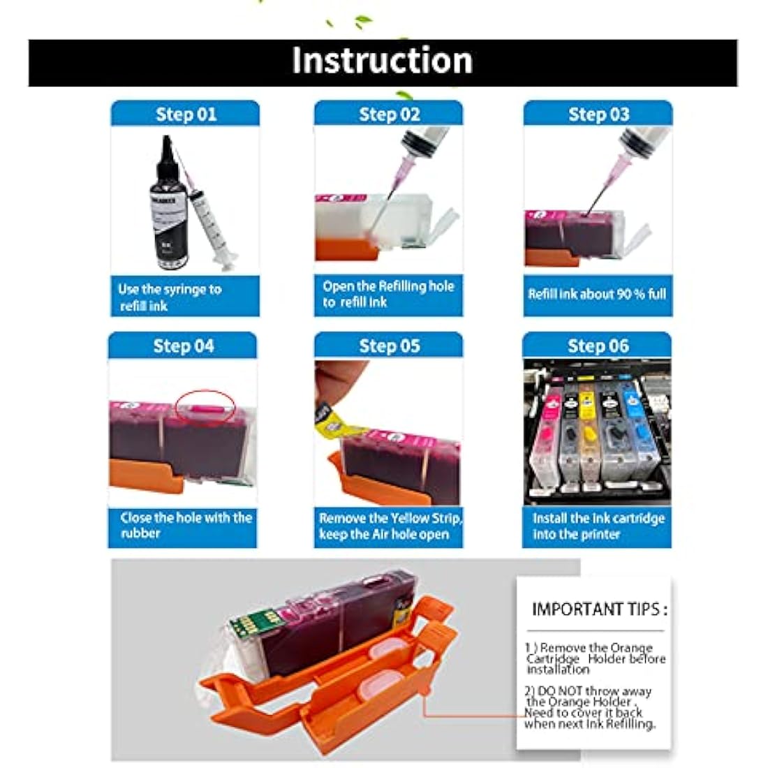 COCADEEX 580XXL Ink Refill Kits Replacement for Canon PGI-580XXL CLI-581XXL,for PIXMA TS6150 TS6151 TS6250 TS6251 TS6350 TS6351 TS705 TR7550 TR8550 TS9550 TS9551C Printer (PGBK BK C M Y)
