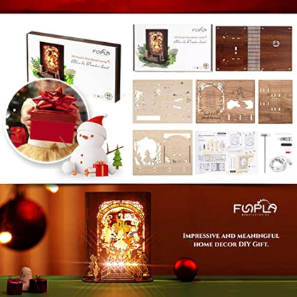 FUNPOLA Alice in Wonderland 3D Puzzle Nightlight – DIY 3D LED Book Lamp – 3D Wood Puzzles Décor Lamp for Kids and Adults