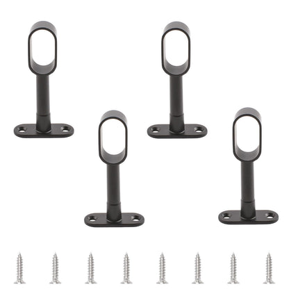 INCREWAY Oval Wardrobe Rod Support, Black Zinc Alloy Ends, Adjustable Hollow Rod Bracket, for Bedroom & Bathroom