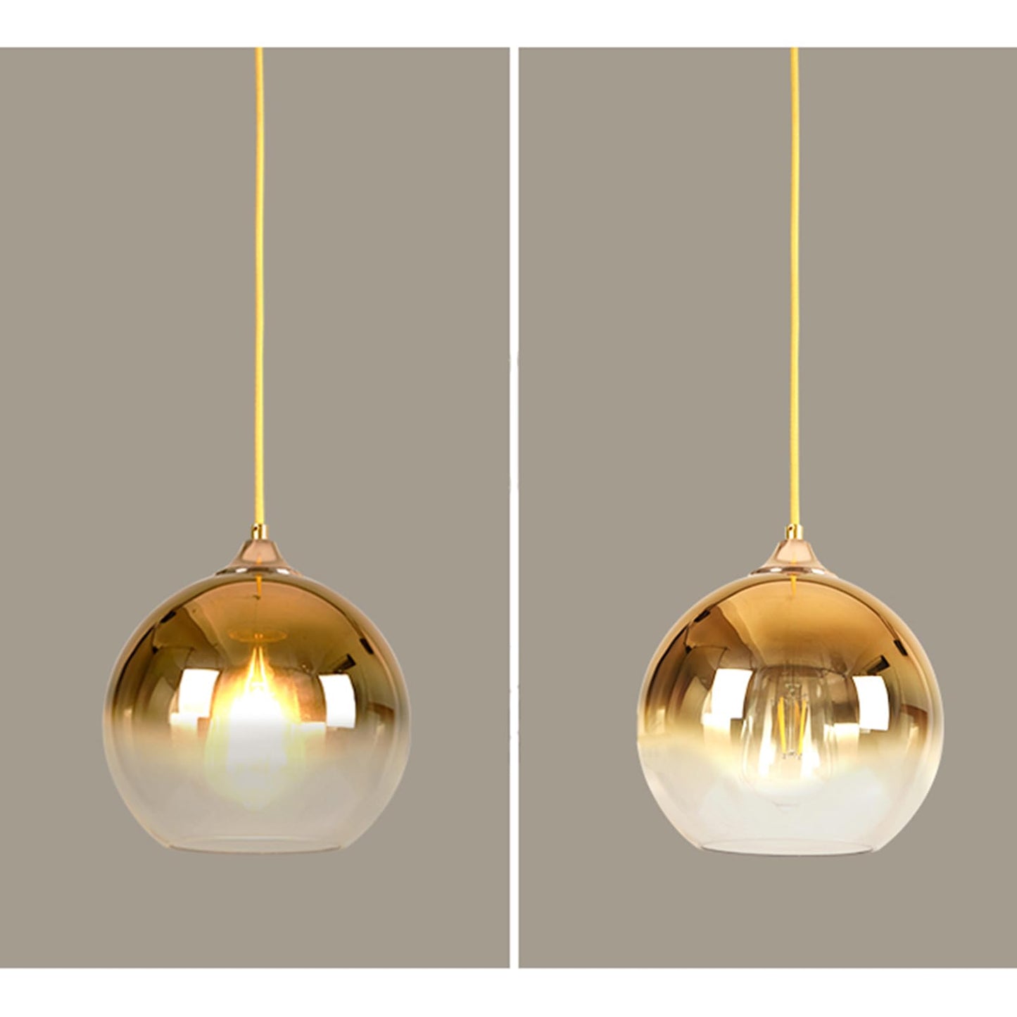 MZStech Spherical Gradient Color Glass Pendant Light Modern Glass Globe Lamp Chandelier Hanging Light (Gold, 25cm)