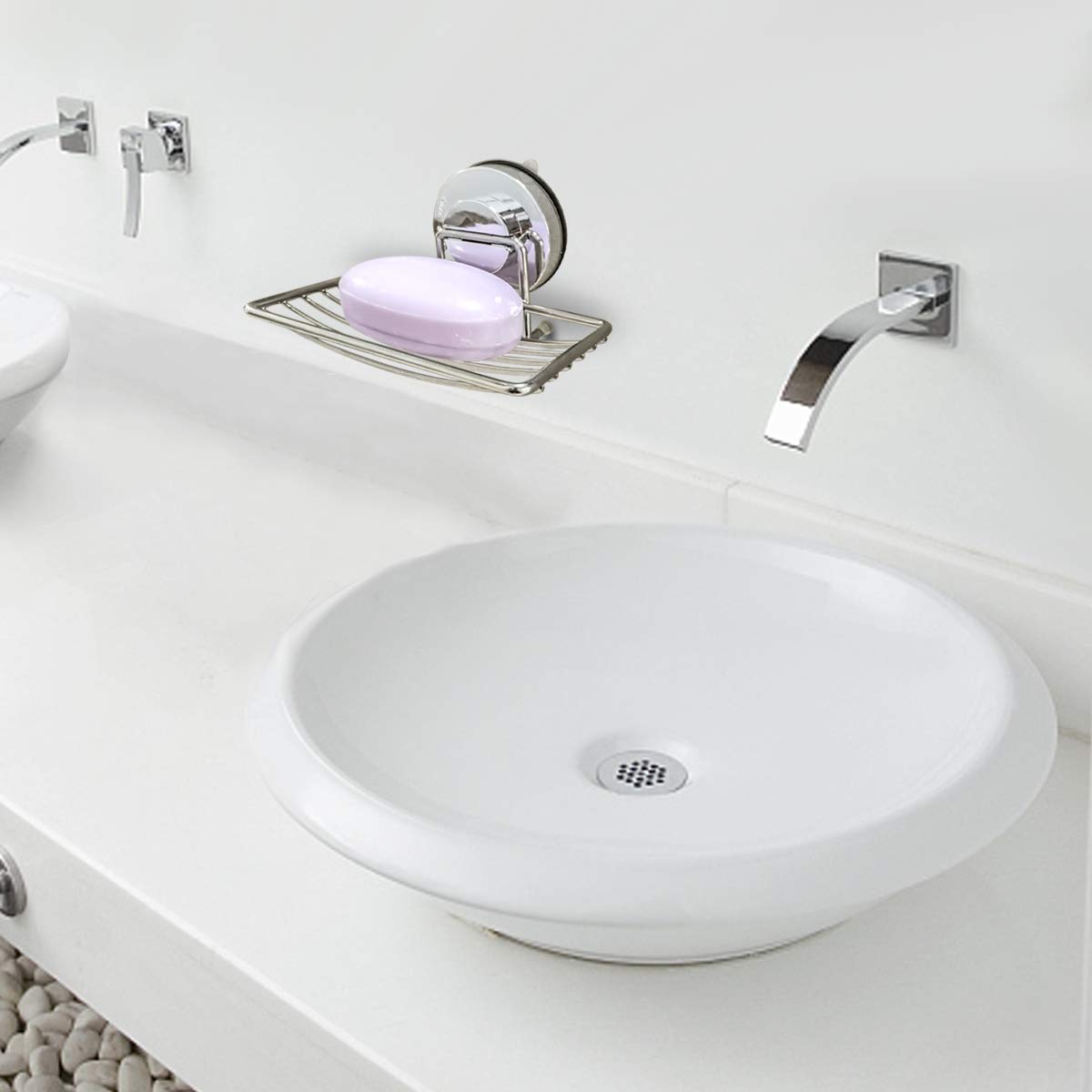 Ulable Stainless Steel Soap Holder, Bathroom Vacuum Suction Cup Wall Mounted Soap Dish, Waterproof and Rustproof for Shower, Bathroom