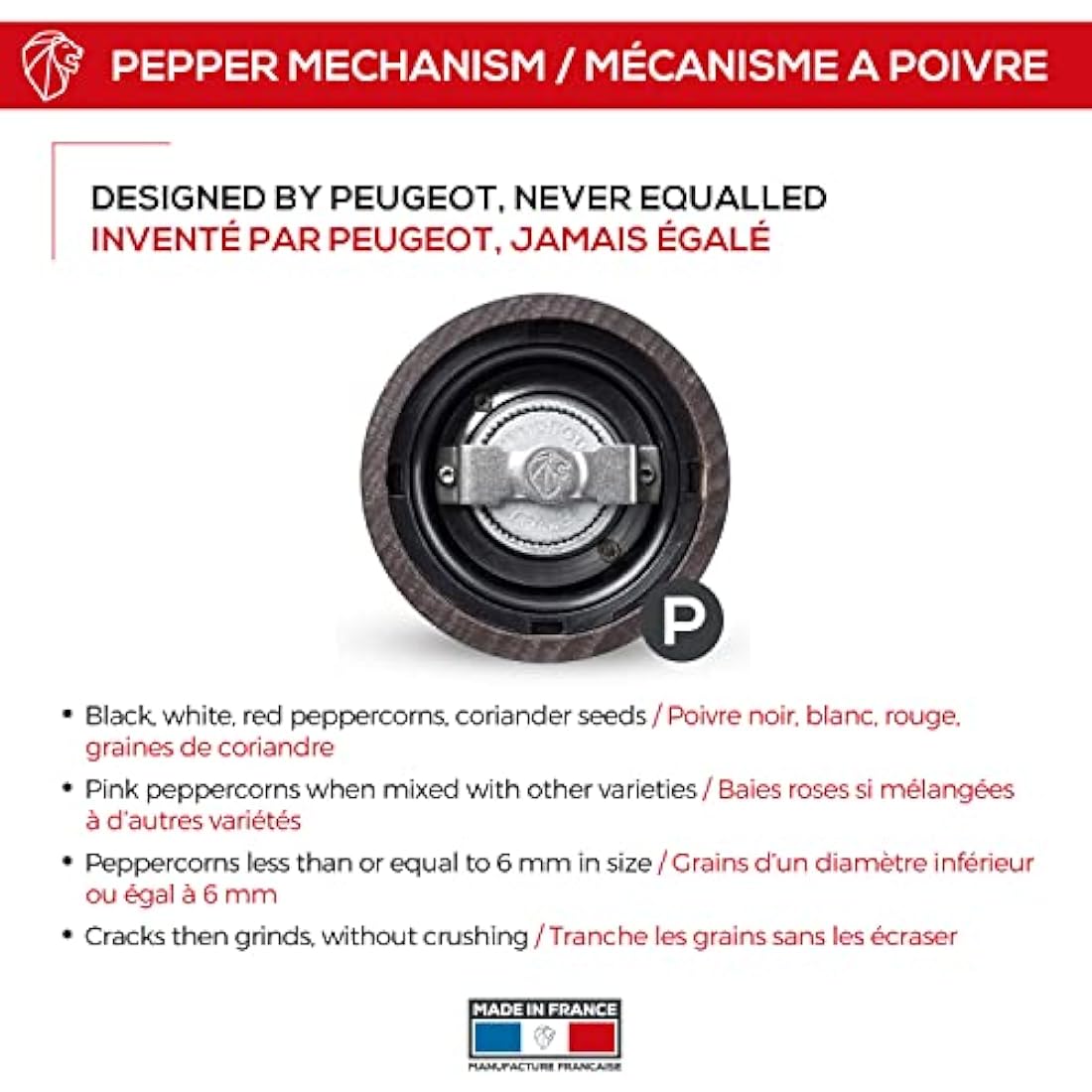 PEUGEOT - Paris u'Select 27 cm Pepper Mill - 6 Predefined Grind Settings - Made with PEFC Certified Wood - Made in France - Chocolate Colour