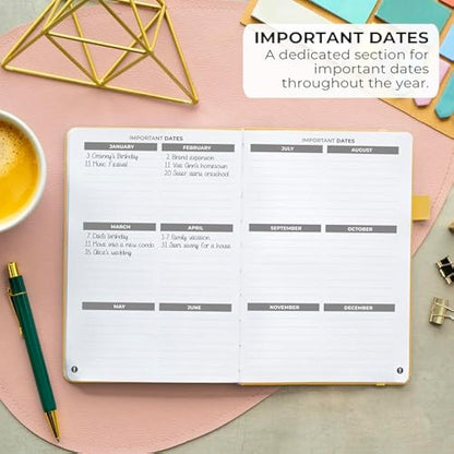 Clever Fox Address Book with alphabetic tabs - PU Leather Telephone and Address Book for Keeping Contacts Safe, Contact Organizer Journal, Medium Size (13.5 x 19cm) Hardcover, Amber Yellow