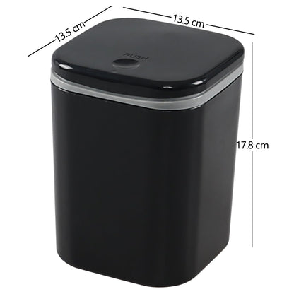 Julyeen Mini Plastic Desktop Paper Trash Bin, Bathroom Bins with Lid, Black