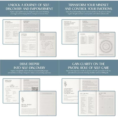 LIFTINSPIRE CO. FINDING BALANCE Mental Health Journal – 6-Month Daily Journal with Prompts for Mindfulness, Self-Care & Healing – Anxiety & Depression Relief – Blue Hardcover