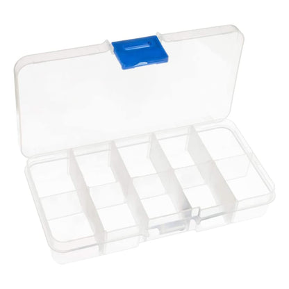 10 Compartment Transparent Small Storage Box 7 x 13 x 2.5cm Perfect for Electronic Components Jewellery Arts Crafts Beads Organiser Pack of 5 quantity