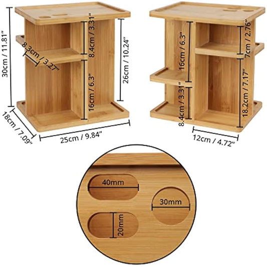 BELLE VOUS 360 Degree Rotating Makeup Organiser - Large Spinning Cosmetic Storage Holder - Bamboo Carousel Vanity Stand for Bathroom/Bedroom Countertop - Lipstick, Makeup Brushes & Cosmetics Box