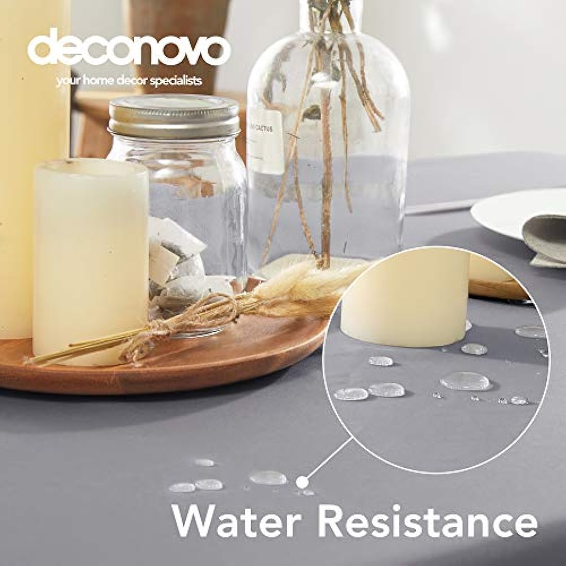 Deconovo Oxford Decorative Table Cloth Rectangle Water Resistant Tablecloth for Home 137x200cm(54x79in) Grey