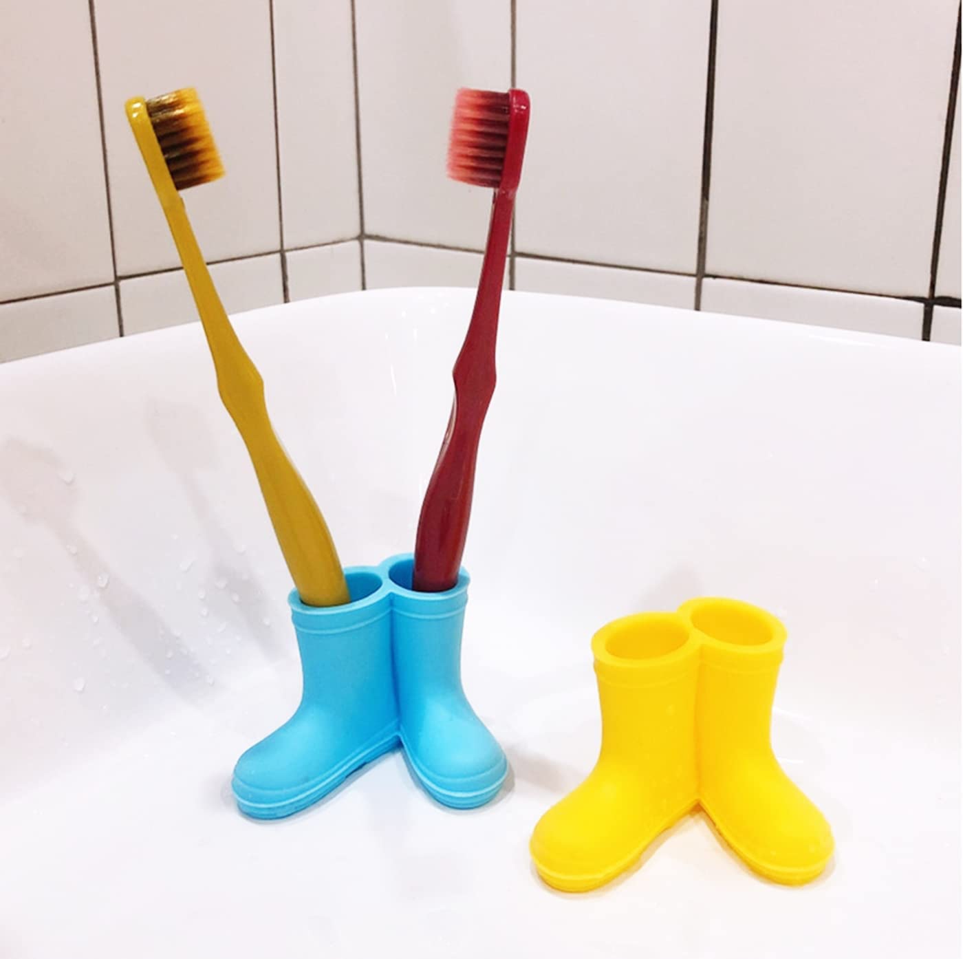 2 Pack Rain Boot Toothbrush Holder Silicone Toothbrush Holder Cute Organizer for Your Bathroom Perfect Toothbrush Holder for Children,Safety Razor
