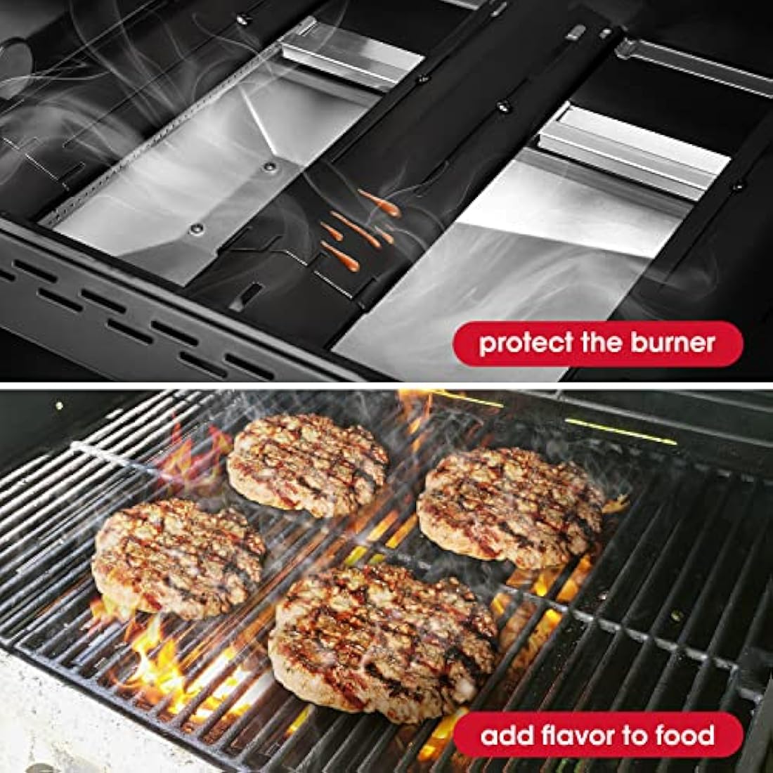 Unicook Barbecue Heat Plate, Heavy Duty Adjustable Porcelain Steel Heat Shield, Gas BBQ Replacement Parts, Length Extends from 29.8cm up to 53.3cm, 4 Pack