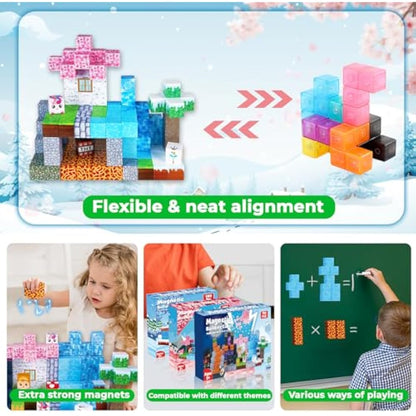 ToyUnited Magnetic Blocks, 150PCS Magnetic Building Blocks Tiles Cubes for Ages 3 4 5 6 7 8 9 10 Boys&Girls, Dark Swordsman Construction Toys STEM Sensory Toys for Kids Birthday Gifts