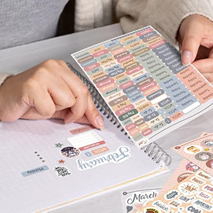 colortouch Sticker Set - 2500+ Pcs Monthly, Weekly, Daily Stickers - 32 Sheets Bullet Journal Sitckers Album for Planner, Organizer, Calendar, Laptop, Collection, Budget, Agenda, Schedule, Scrapbook
