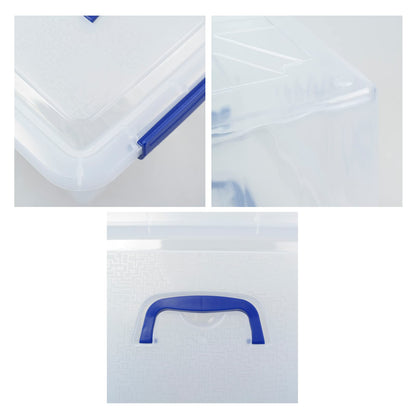 Buyitt Set of 6 Plastic Storage Bins with Lid, 12 Litre Storage Latch Boxes, Clear, f