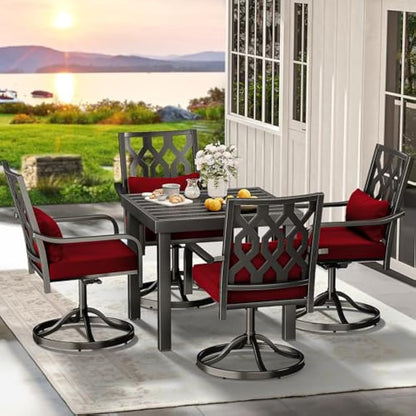 YITAHOME Garden Dining Table 78x78cm Square Outdoor Table with WPC Wood Top & Aluminum Frame, Weatherproof E-Coating Patio Table for Garden, Lawn, Camping – Lightweight （Black）