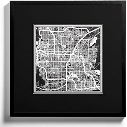 Las Vegas Paper Cut Map White 12×12 inches Paper Art