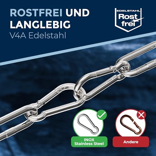 10 Pieces 12-mm Stainless Steel snap Hook Without Thimble Made of V4A Robust Shape Without Eye Breaking Load 2100 kg snap-on Hooks fire Brigade Carabiner 316 12x140-mm
