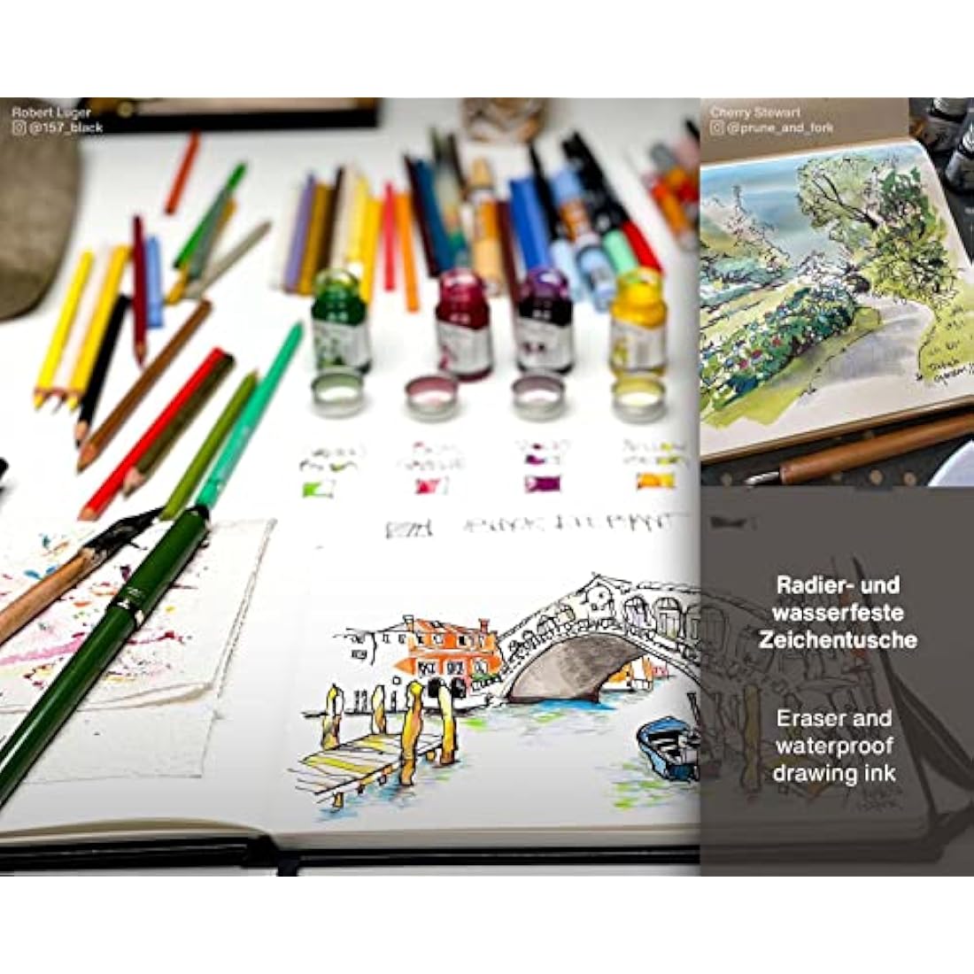 Octopus Write and Draw Ink Set Forest Waterproof Ink for Writing and Drawing, Calligraphy Ink, Drawing Ink for Fountain Pen, 6 x 10 ml