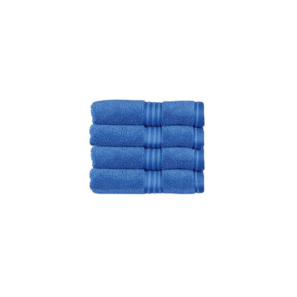 Christy Supreme Hygro 4 Face Cloths Set | Deep Sea Blue | 100% Luxury Supima Cotton | Ultra Soft | Super Absorbent | 650GSM | 4 Wash Cloth Flannels