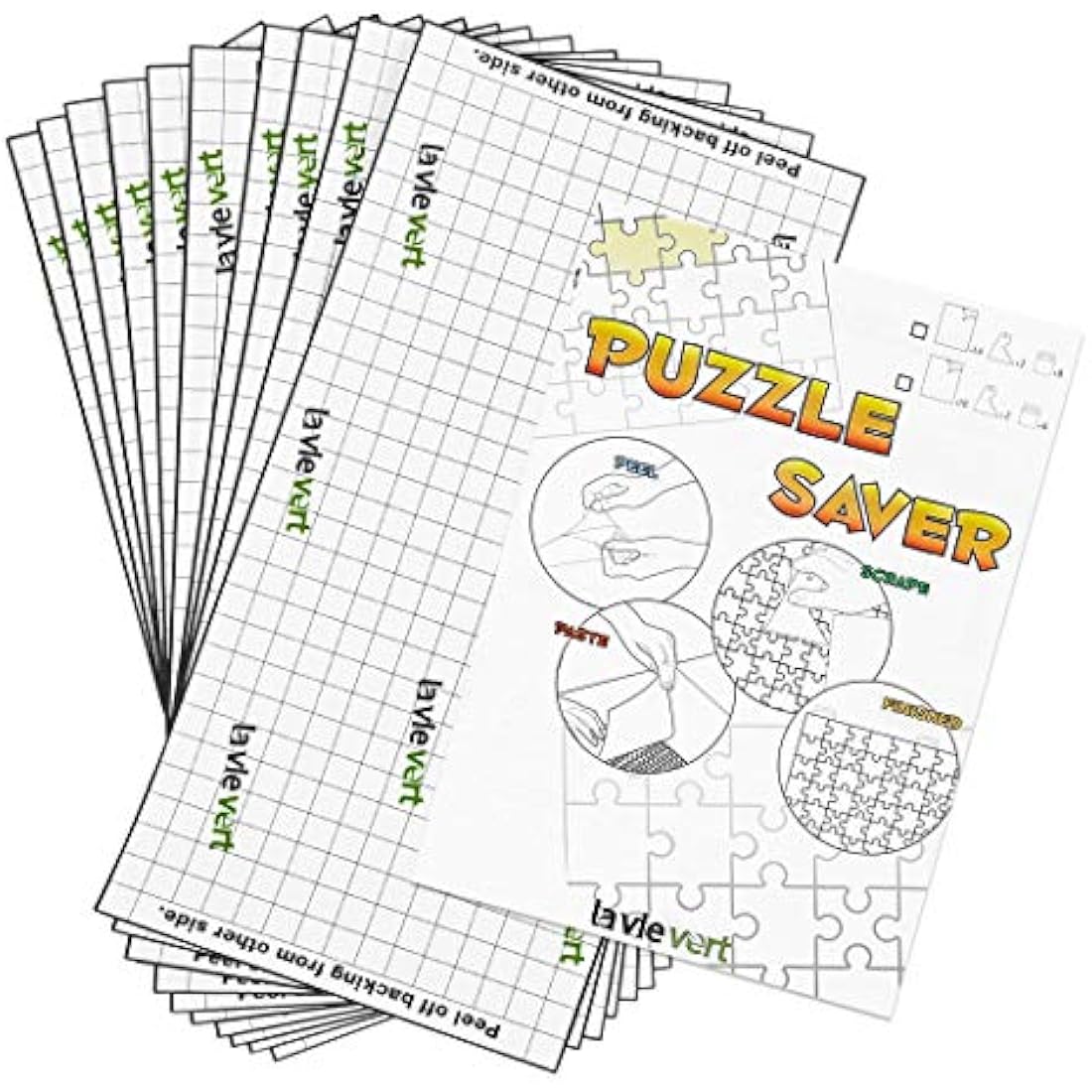 Lavievert Puzzle Saver Peel & Stick Adhesive Paper Jigsaw Puzzle Glue Best Way to Preserve Your Finished Puzzle - 10 Sheets